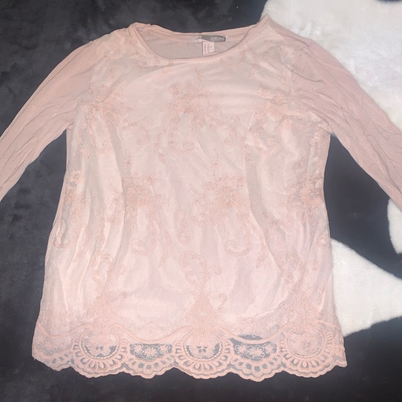 Forever 21 Pale Pink Blouse with Lace Overlay - Picture 3 of 6